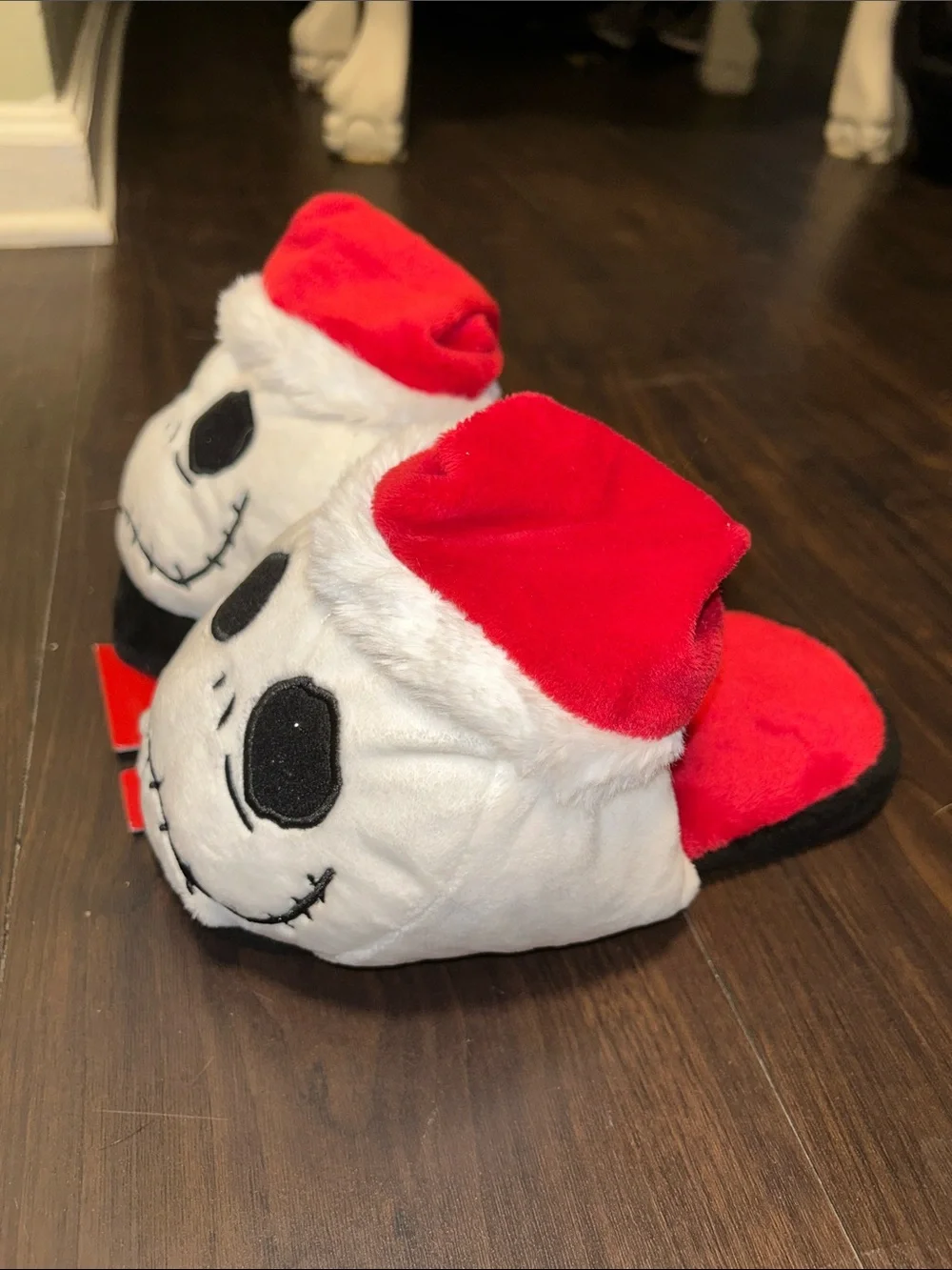 Disney Jack Skellington Plush Slippers in White, Black & Red